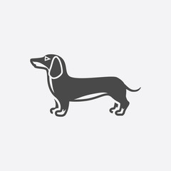 Dachshund vector icon in black simple style for web