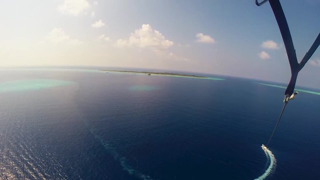 Parasailing, Parascending - Extreme Sports, wide angle shot High Definition Video