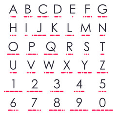 Alphabet and numerals in Morse Code. © anastasiiam