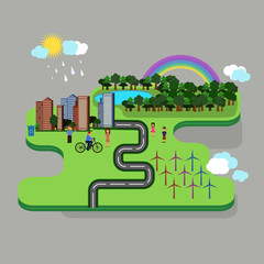 Fototapeta premium Vector illustration of a green planet