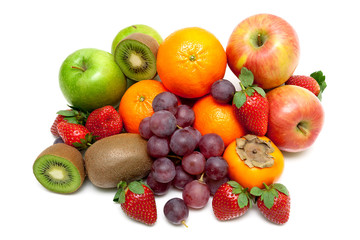berries and ripe fruit isolated on white background