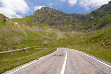 Summer morning landscape of Transfagarasan mountain road