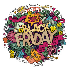 Black Friday sale hand lettering and doodles elements 