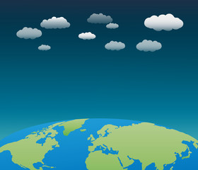 Fototapeta premium The world with clouds background