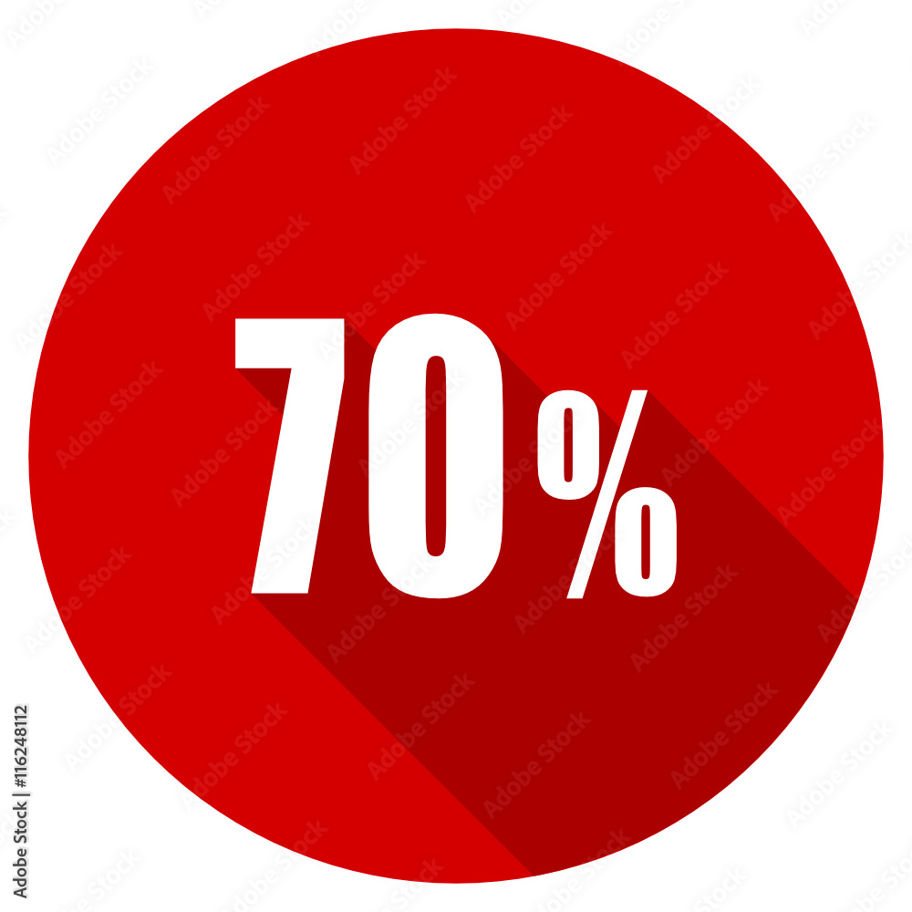 Poster flat design red round 70 percent vector icon