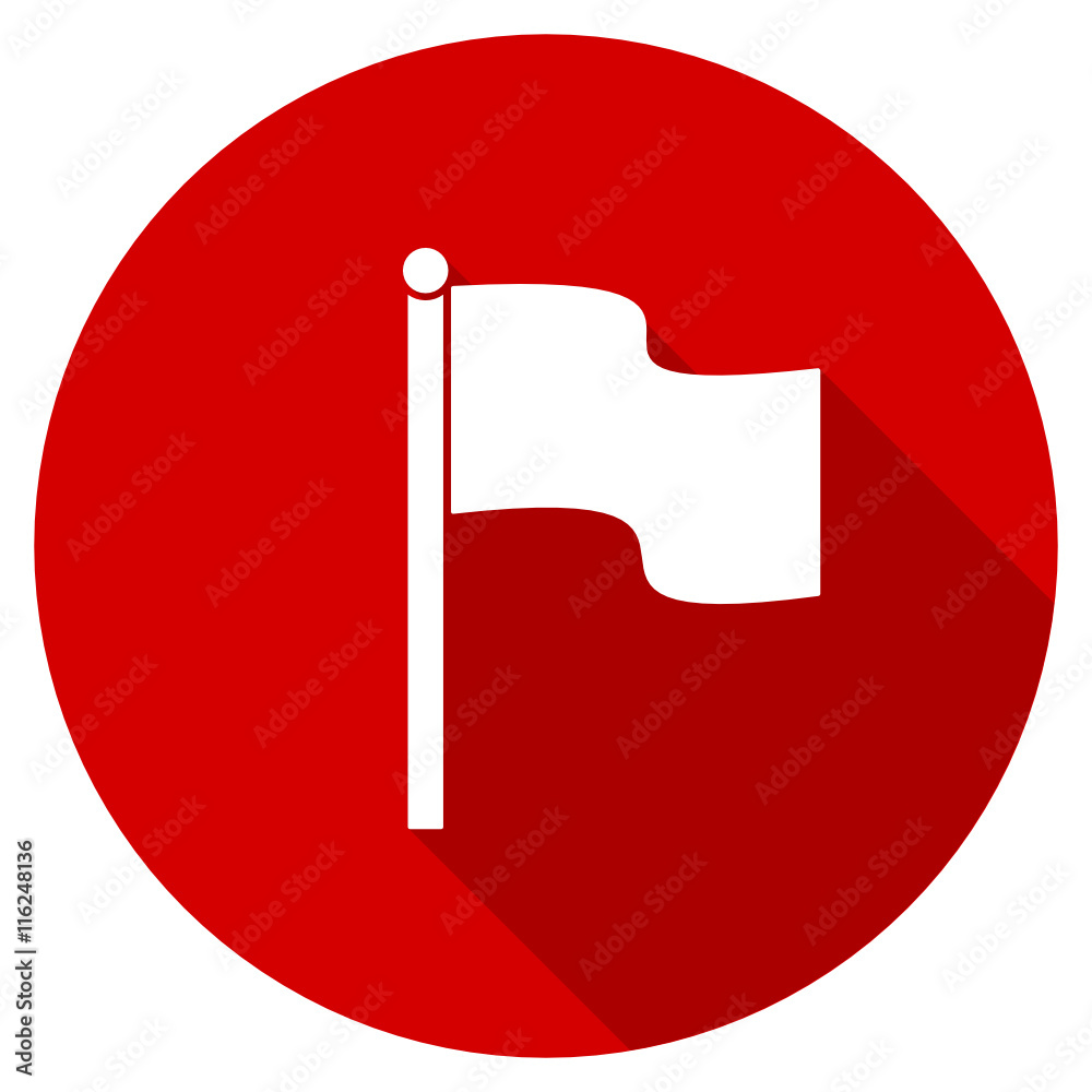 Fototapete flat design round red web flag vector icon