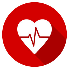 Flat design round red web pulse vector icon