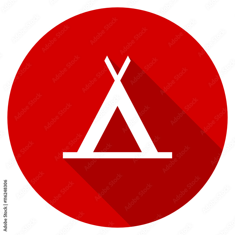 Poster flat design red round camping vector icon