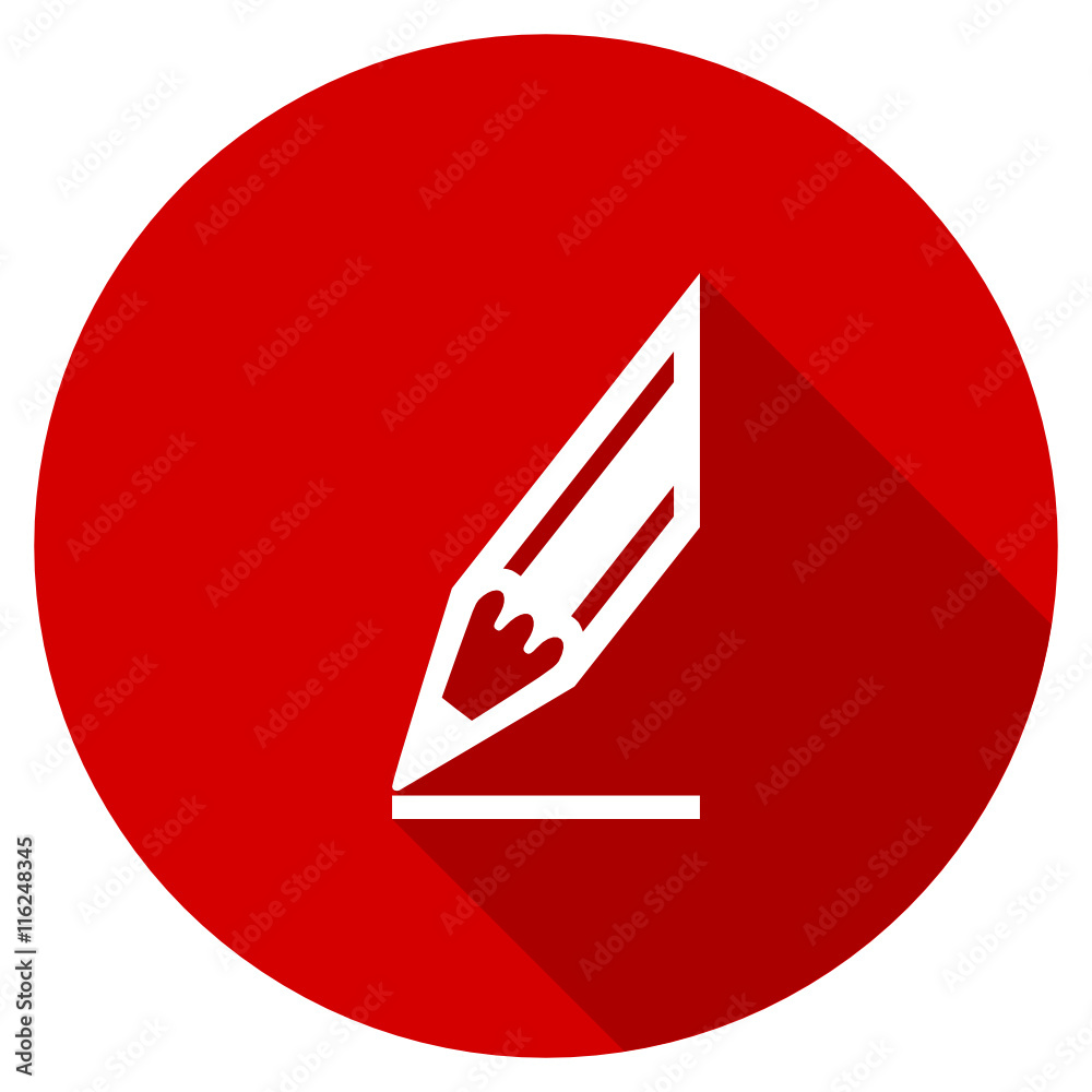 Poster Flat design red round web crayon vector icon
