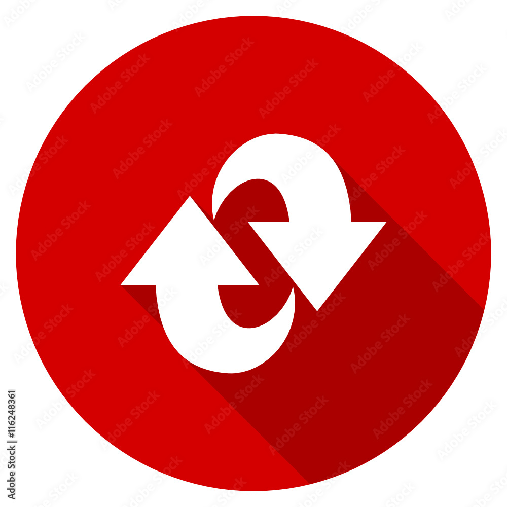 Fototapete Flat design red round web rotation vector icon