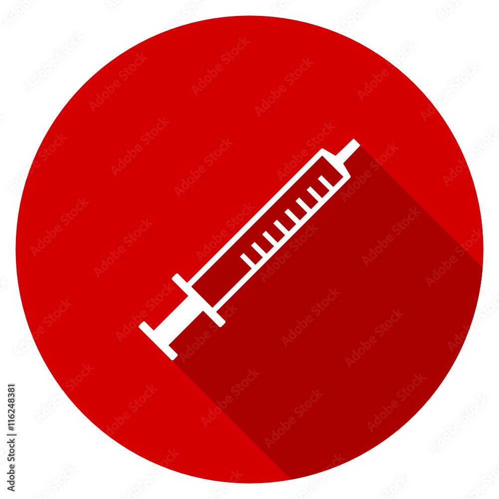 Aufkleber flat design round red web syringe vector icon