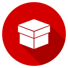 Flat design red round box vector icon