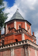 The Estate Of The Romanovs In Izmailovo recreation park and manor, Moscow, Russia. Bridge tower.
