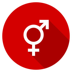 Flat design red round web sex vector icon