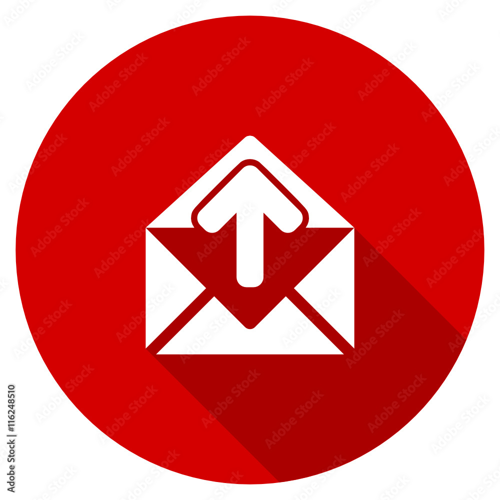 Poster Flat design vector web mail red icon