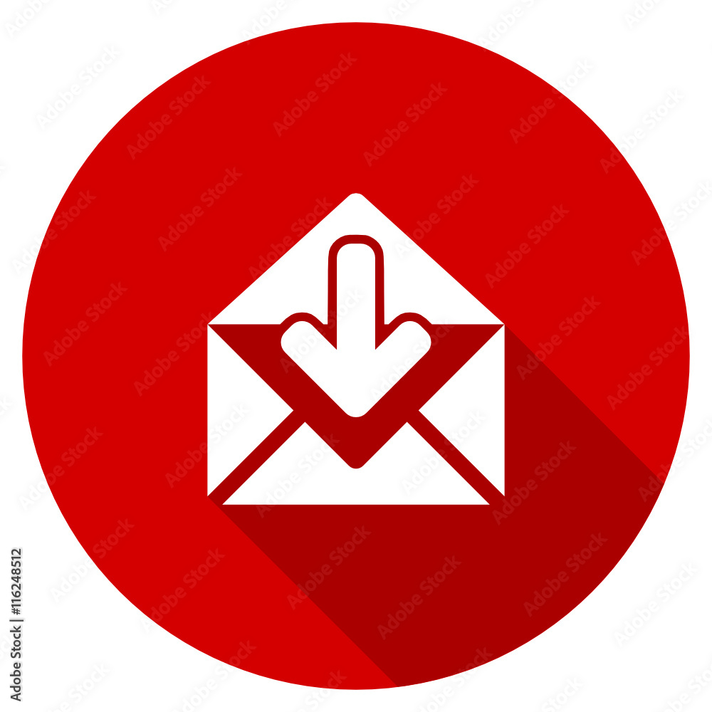 Poster Flat design vector web mail red icon