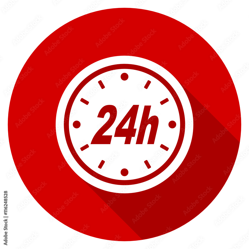 Poster flat design red round 24h vector icon
