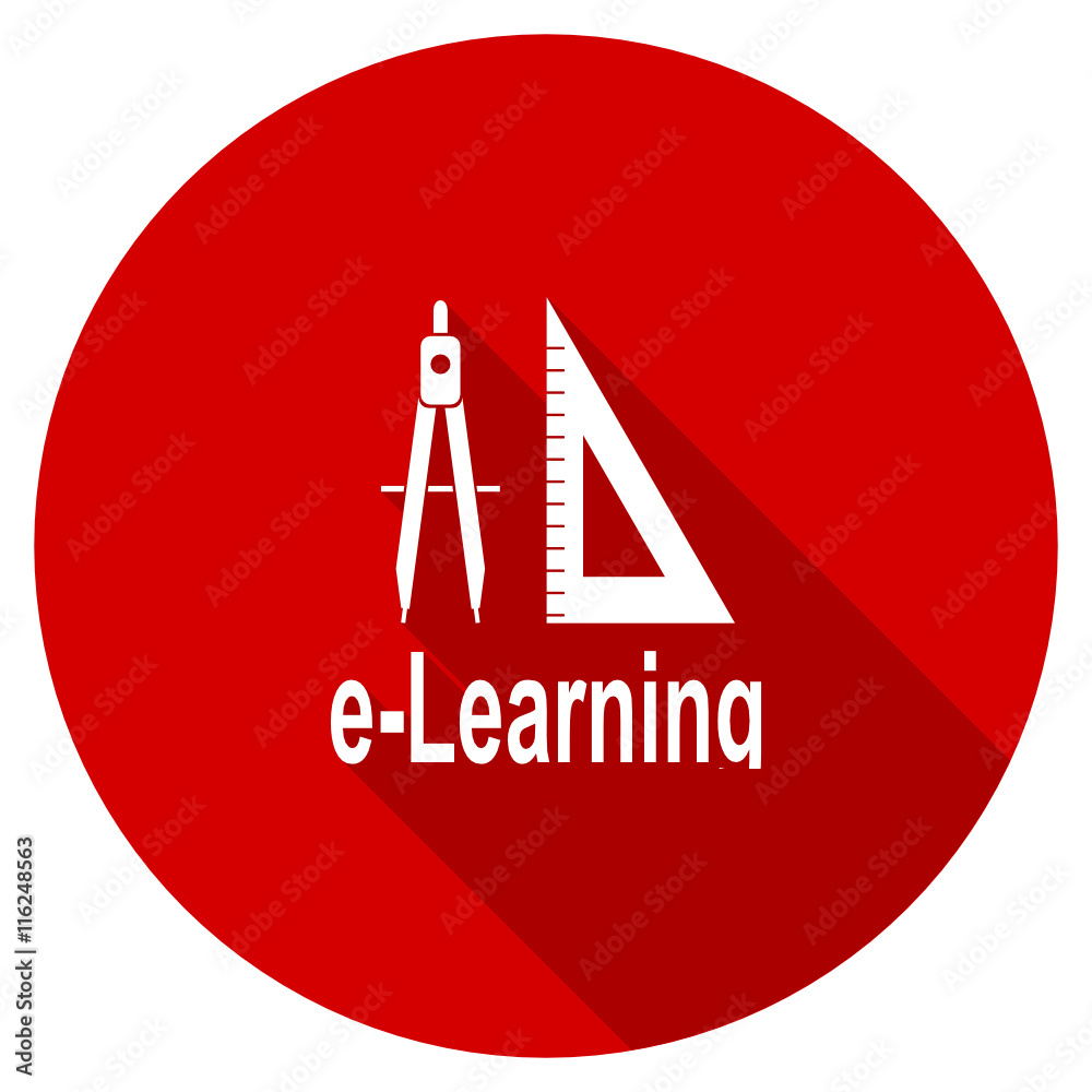 Poster Flat design red round e-learning vector icon