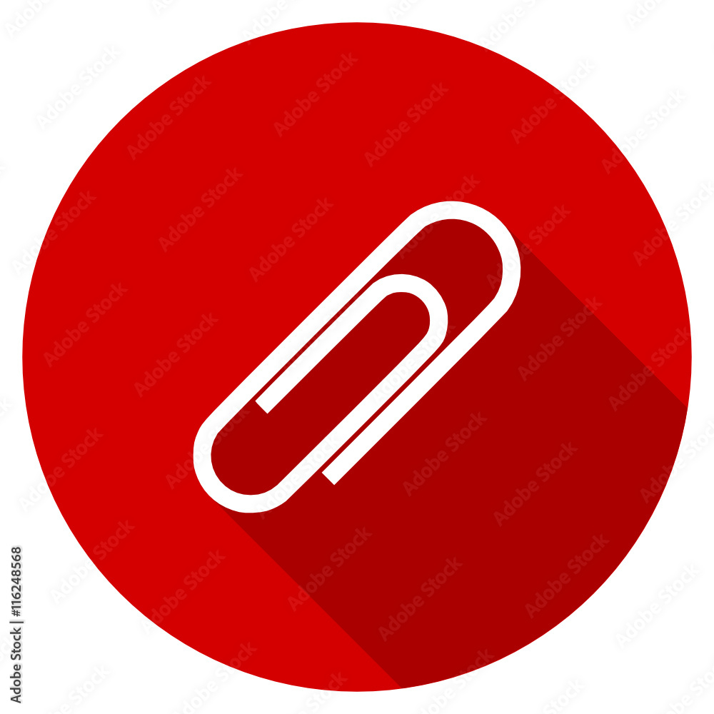 Poster Flat design round red web paperclip vector icon