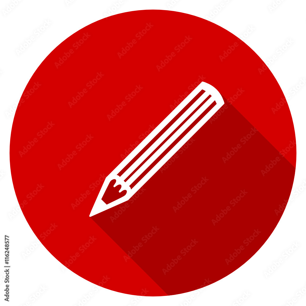 Poster Flat design round red web pencil vector icon