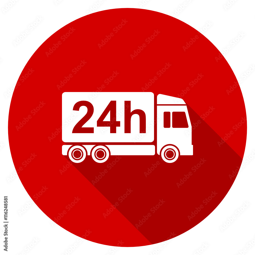 Aufkleber Flat design round red web shipping vector icon