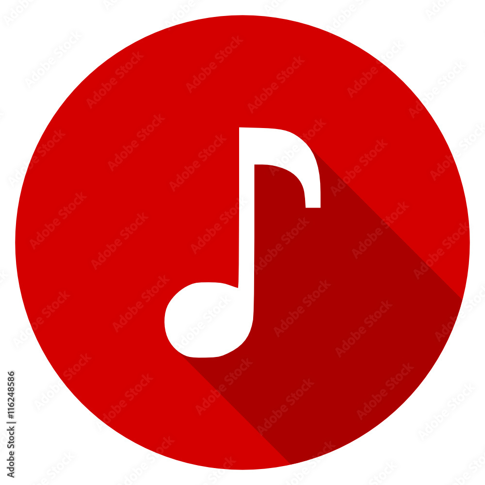 Poster Flat design round red web music vector icon