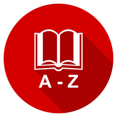 Flat design round red web dictionary vector icon