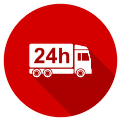 Flat design round red web shipping vector icon