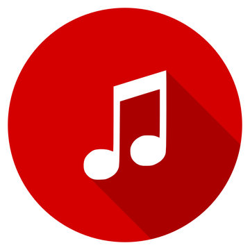 Flat design round red web music vector icon
