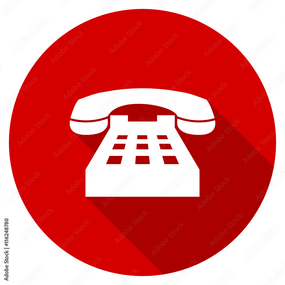 Poster flat design red round phone vector icon