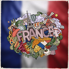France hand lettering and doodles elements emblem