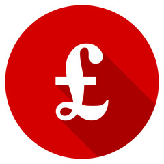 Flat design round red web pound vector icon