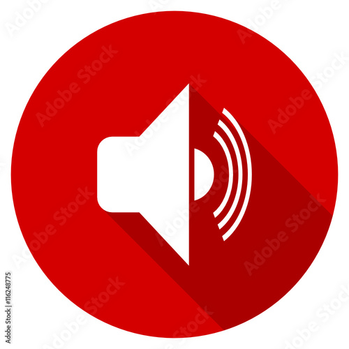 "Flat design red round audio vector icon" Stock image and royaltyfree