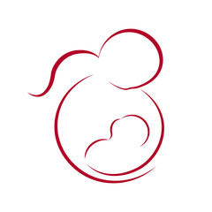 Stylized image of woman breastfeeding baby.