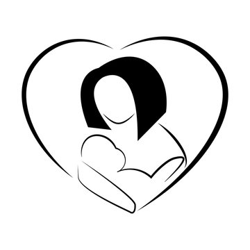 Stylized image of woman breastfeeding baby.