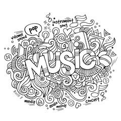 Music hand lettering and doodles elements