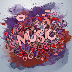 Music hand lettering and doodles elements