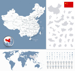 China Highly Detailed Map and World Map Navigation Set
