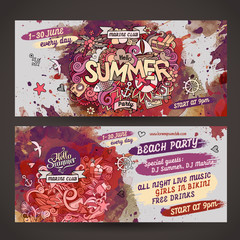 Vector summer watercolor paint party flyer design