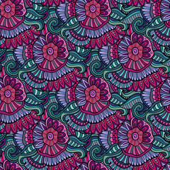 Vector seamless abstract flowers pattern