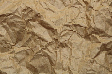 Brown crumpled paper texture background