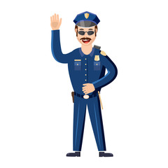 Policeman icon in cartoon style on a white background