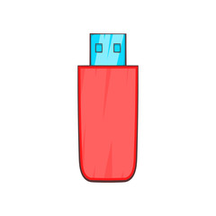 Red USB flash drive icon in cartoon style on a white background