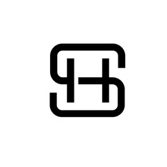 letter S, SH, letter HS flat modern  black color logo design