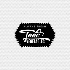 Vegetable food - labels, stickers, hand lettering, was written with the help of calligraphy skills and collected templates using typographic rules