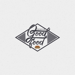 Good food - labels, stickers, hand lettering, was written with the help of calligraphy skills and collected templates using typographic rules