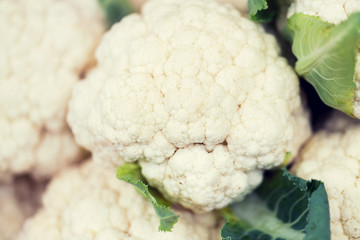 close up of cauliflower at street market