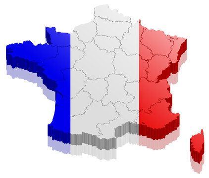 Frankreich Flagge Landkarte 3D Land Karte Vektor