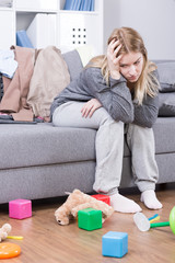 Young mother suffering from depression