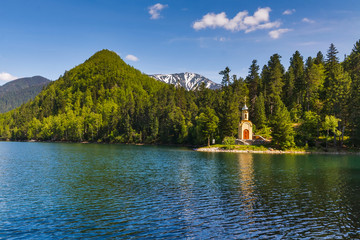 Orthodox chapel in siberian mountains